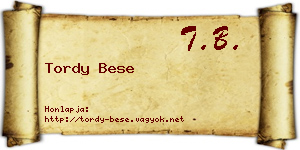 Tordy Bese névjegykártya
